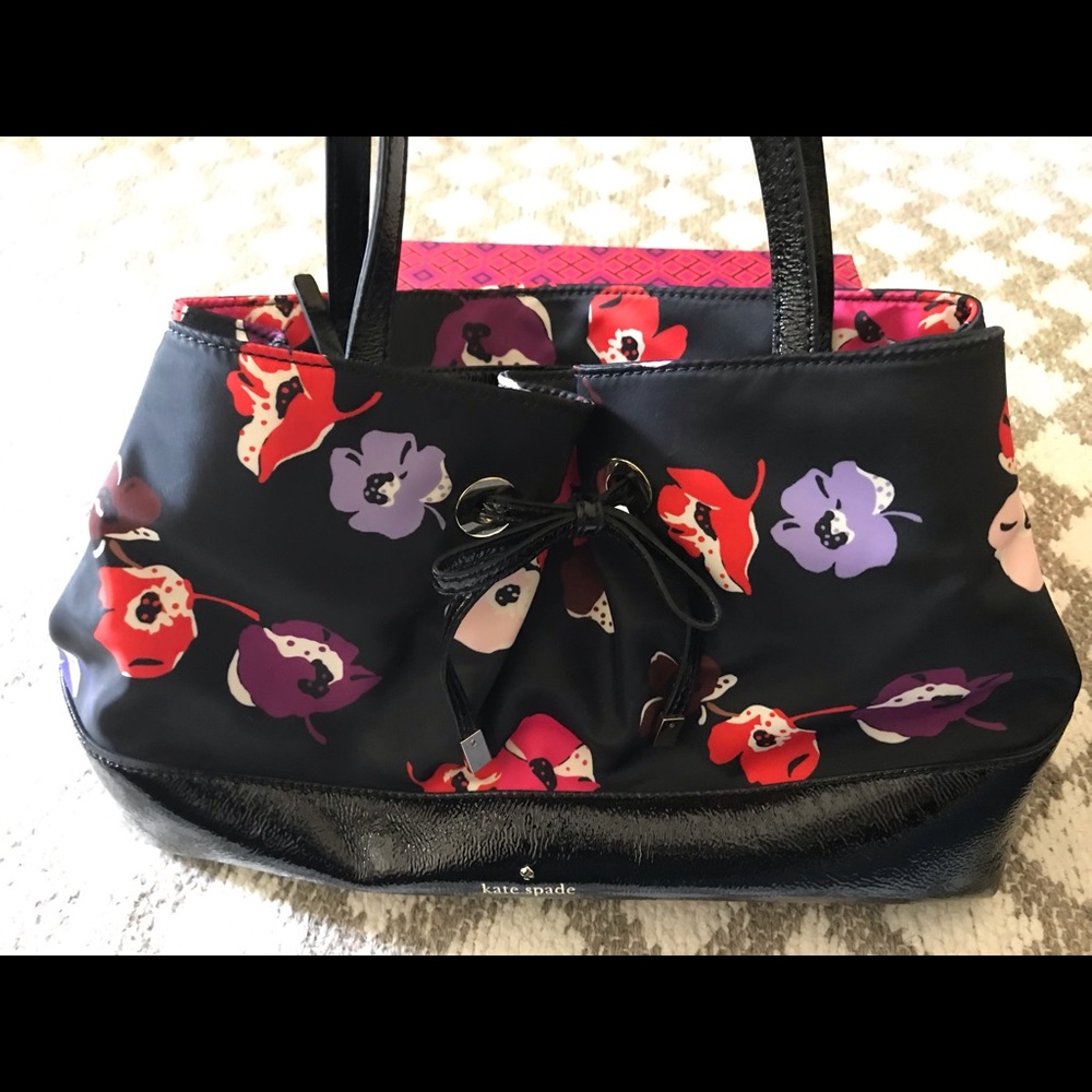 Kate Spade Black Floral Neoprene Handbag